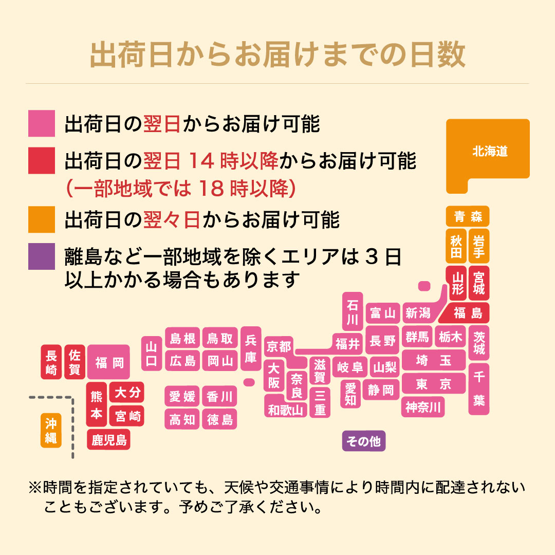 鯛しゃぶセットの出荷日からお届けまでの日数と配送エリアのご案内